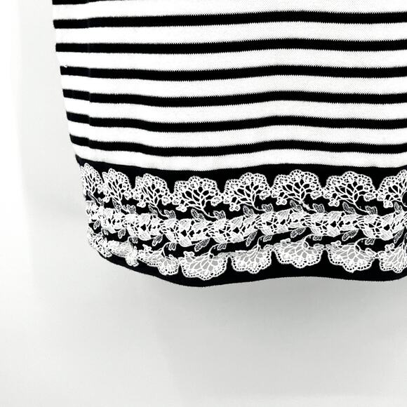 Talbot's Dress Women's LP Striped Sheath‎ Shift Navy & White Lace Trim Nautical - Picture 4 of 8